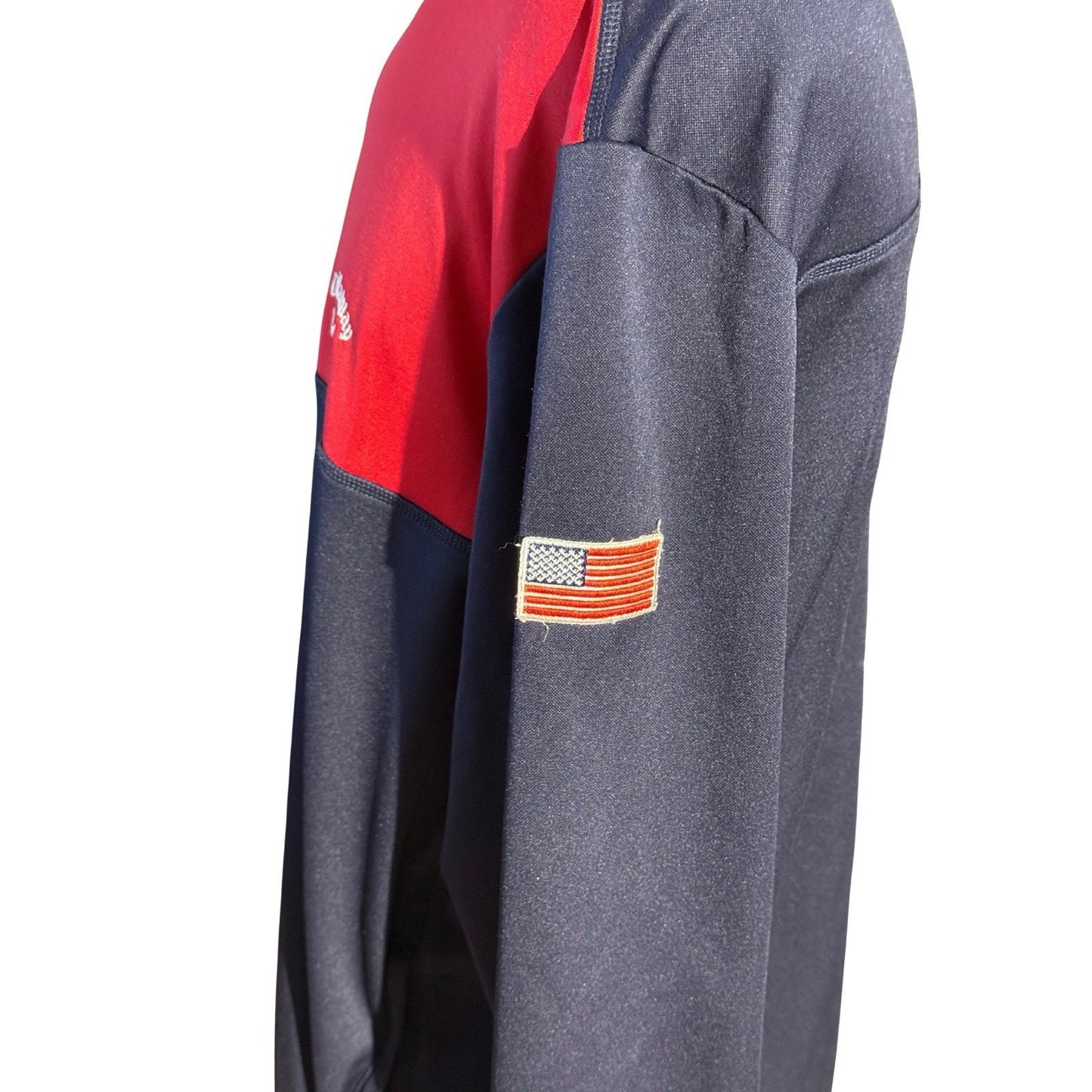 Callaway Golf USA Flag 1/4 Zip Pullover Red Navy Fleece Men’s XL