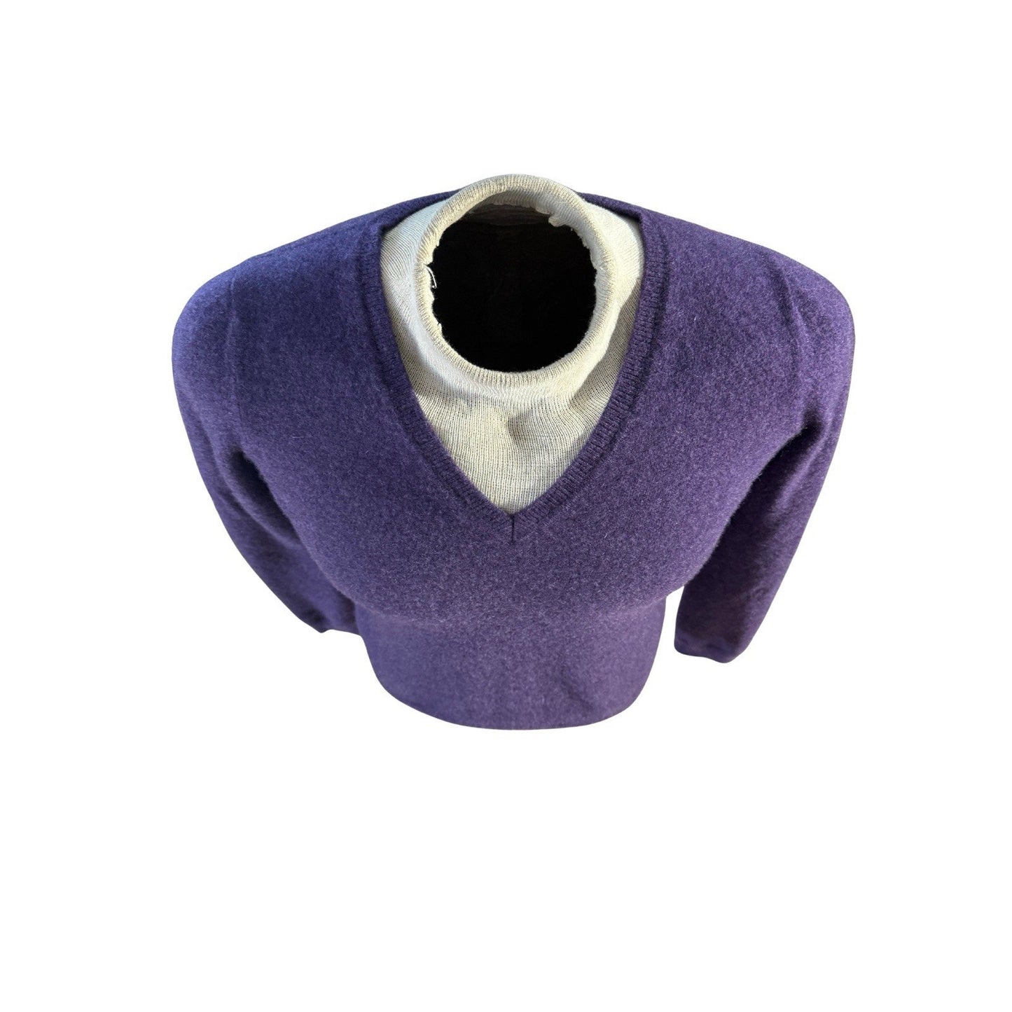 Malo Firenze 100% Cashmere Sweater Purple V-Neck Made in Italy Size 46