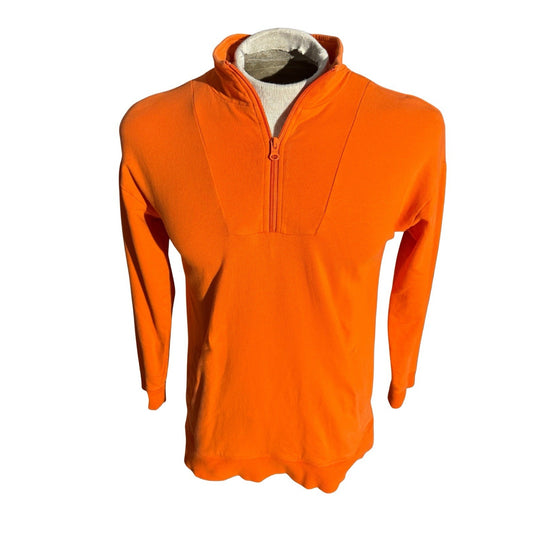 T by Talbots Women’s Orange Quarter Zip Pullover Top SP Cotton Stretch