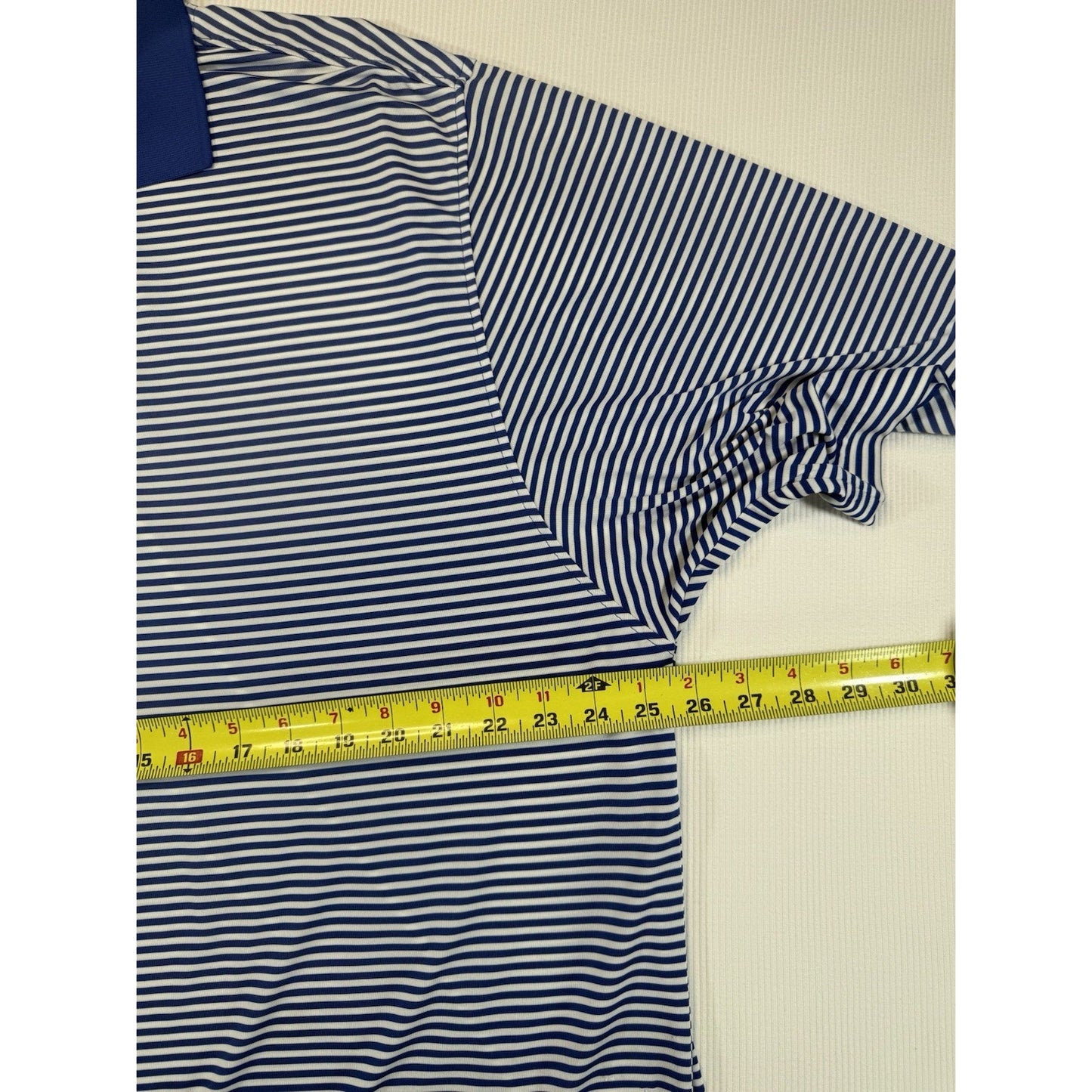 FootJoy FJ Golf Polo Shirt Mens Large Blue White Striped Performance