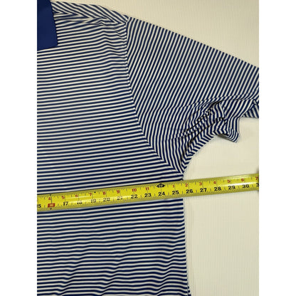 FootJoy FJ Golf Polo Shirt Mens Large Blue White Striped Performance