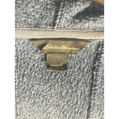 Eddie Bauer Fleece Hoodie Women Large Blue Long Sleeve Full Zip Outdoor Jacket