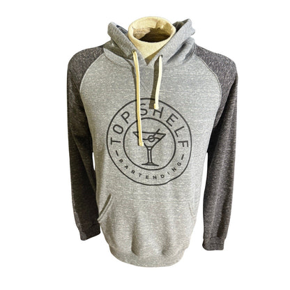 Top Shelf Bartending Hoodie Gray Black Raglan Jerzees Pullover Size M