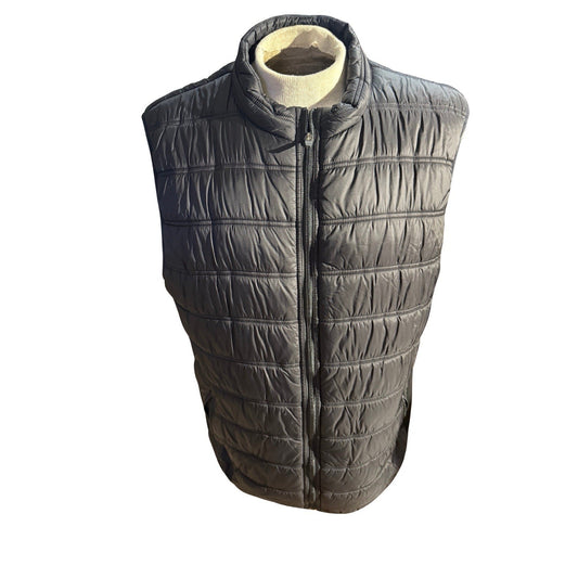 Straight Down Black Quilted Puffer Vest Men XXL Lightweight Thermal Microfiber