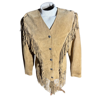 Cripple Creek Women’s Suede Fringe Jacket Western Tan Leather XL