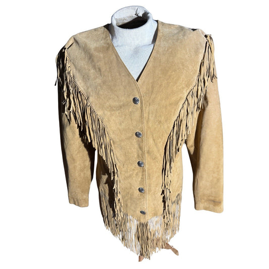Cripple Creek Women’s Suede Fringe Jacket Western Tan Leather XL
