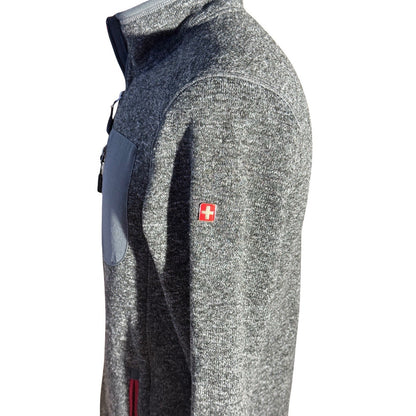 SwissTech Full Zip Fleece Jacket Men’s Small Charcoal Gray Red Trim Pocket