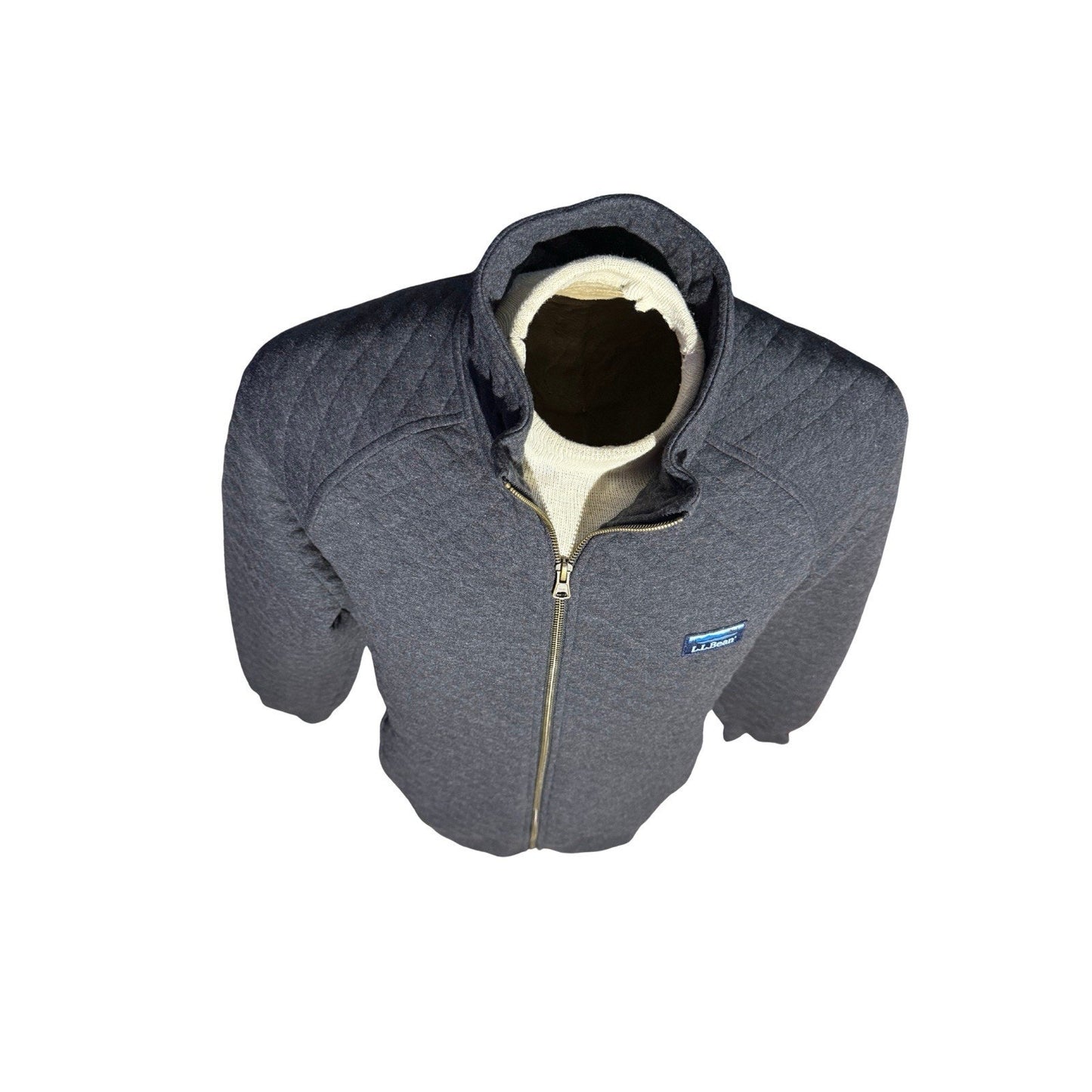 L.L.Bean Men’s Quilted Full Zip Jacket Gray Medium Traditional Fit Made in Peru