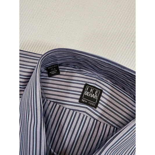 Ike Behar New York 17 34 Lavender Stripe Cotton Dress Shirt NWT Peru