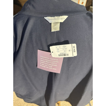 Christopher & Banks Relaxed Restyled Live In It Zip Jacket Navy Blue XL NWT