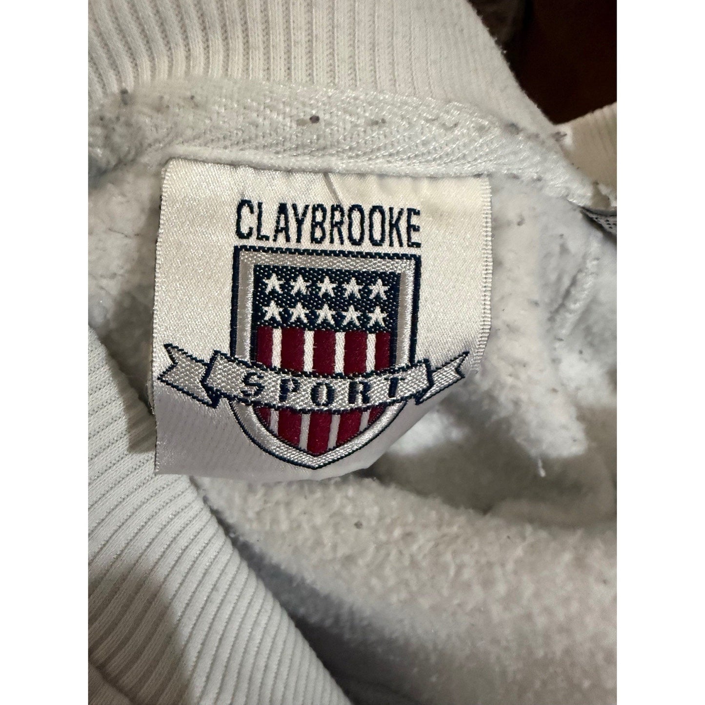 Claybrooke Sport Rugby Sweatshirt Men’s L White Navy Gray Striped Pullover