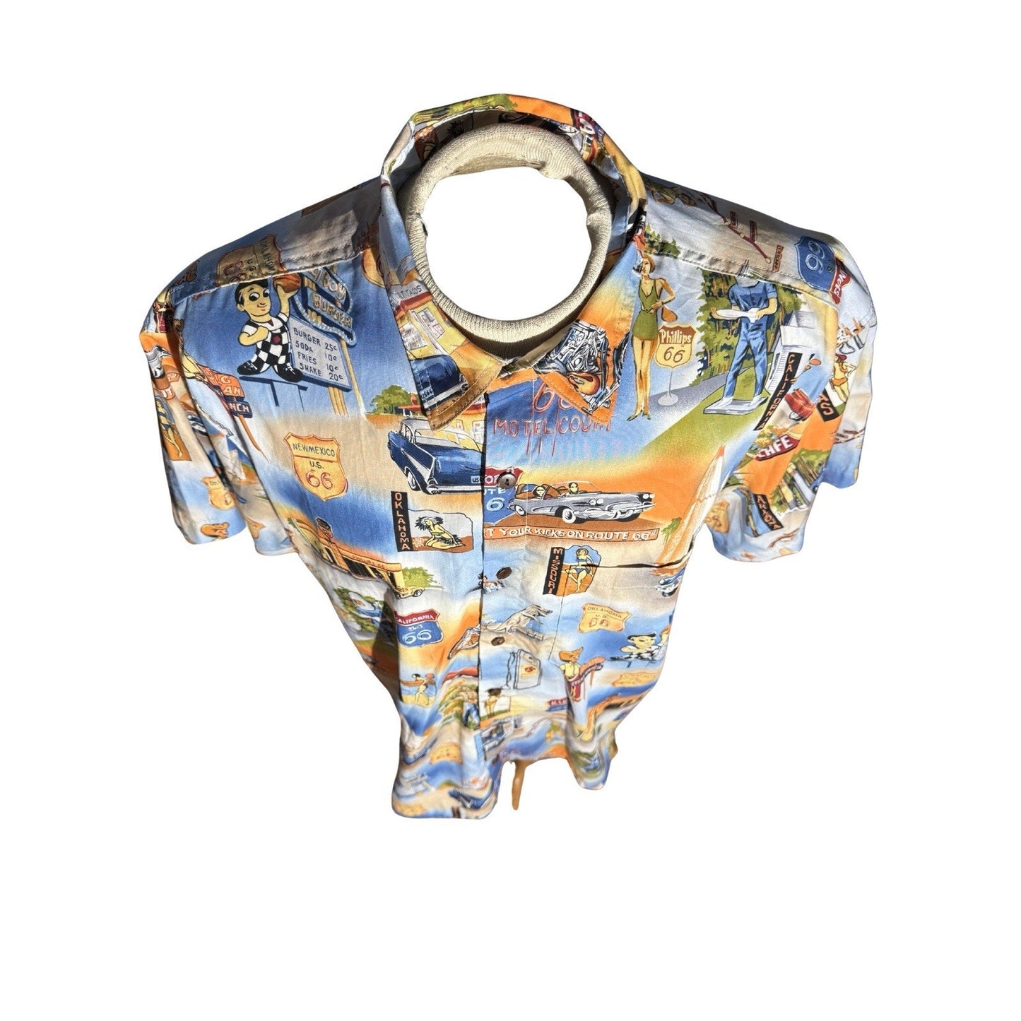 High Seas Trading Co Shirt Mens L Route 66 Short Sleeve Made in USA Cotton