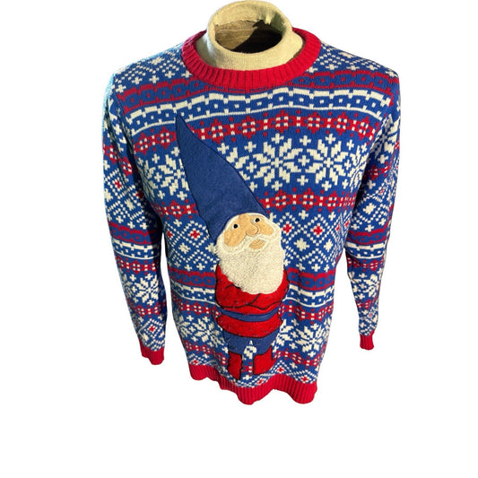 33 Degrees Christmas Sweater Men’s L Gnome Fair Isle Ugly Holiday Pullover 259