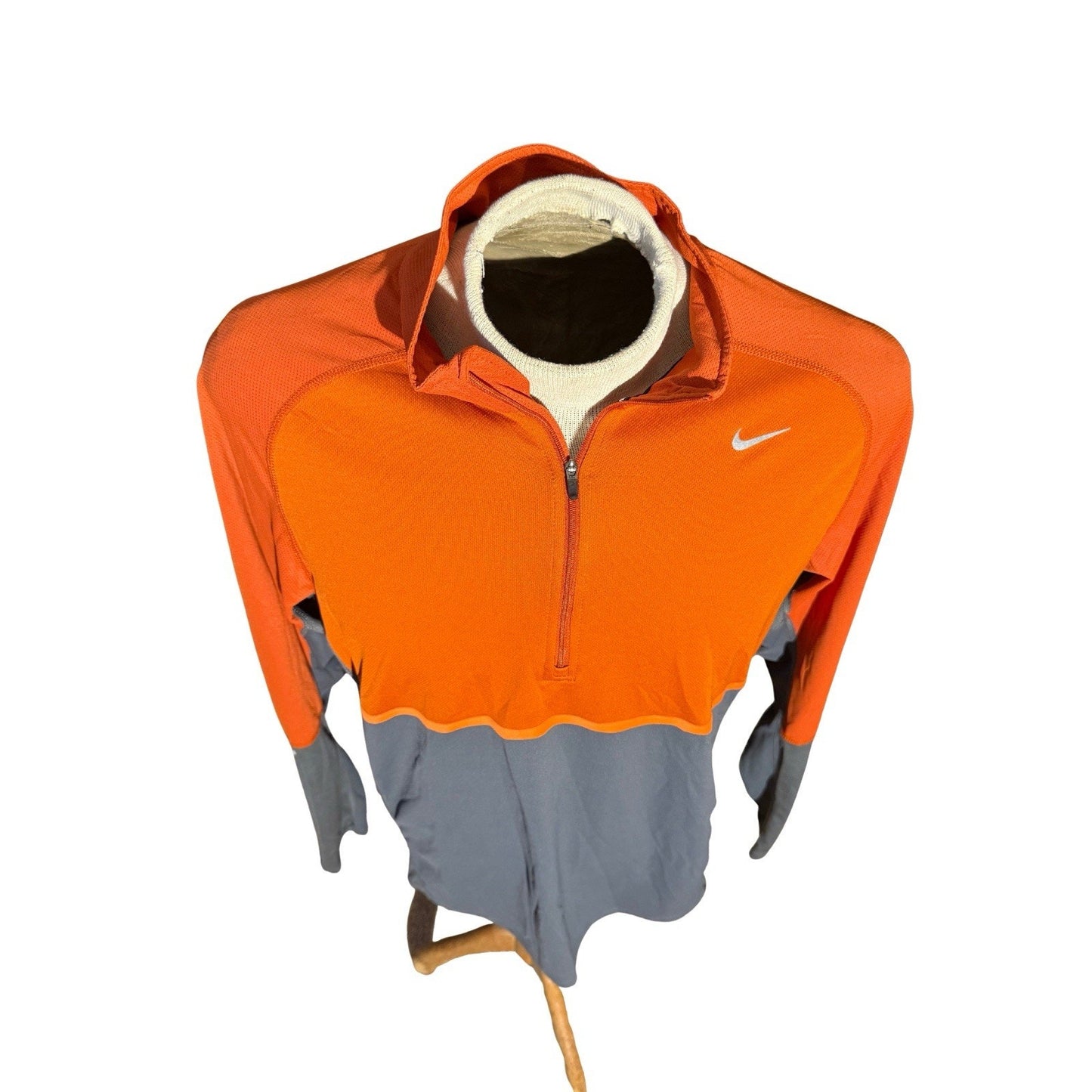 Nike Running Dri-FIT Half Zip Pullover Men’s L Orange Gray Long Sleeve Athletic