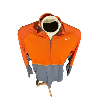 Nike Running Dri-FIT Half Zip Pullover Men’s L Orange Gray Long Sleeve Athletic