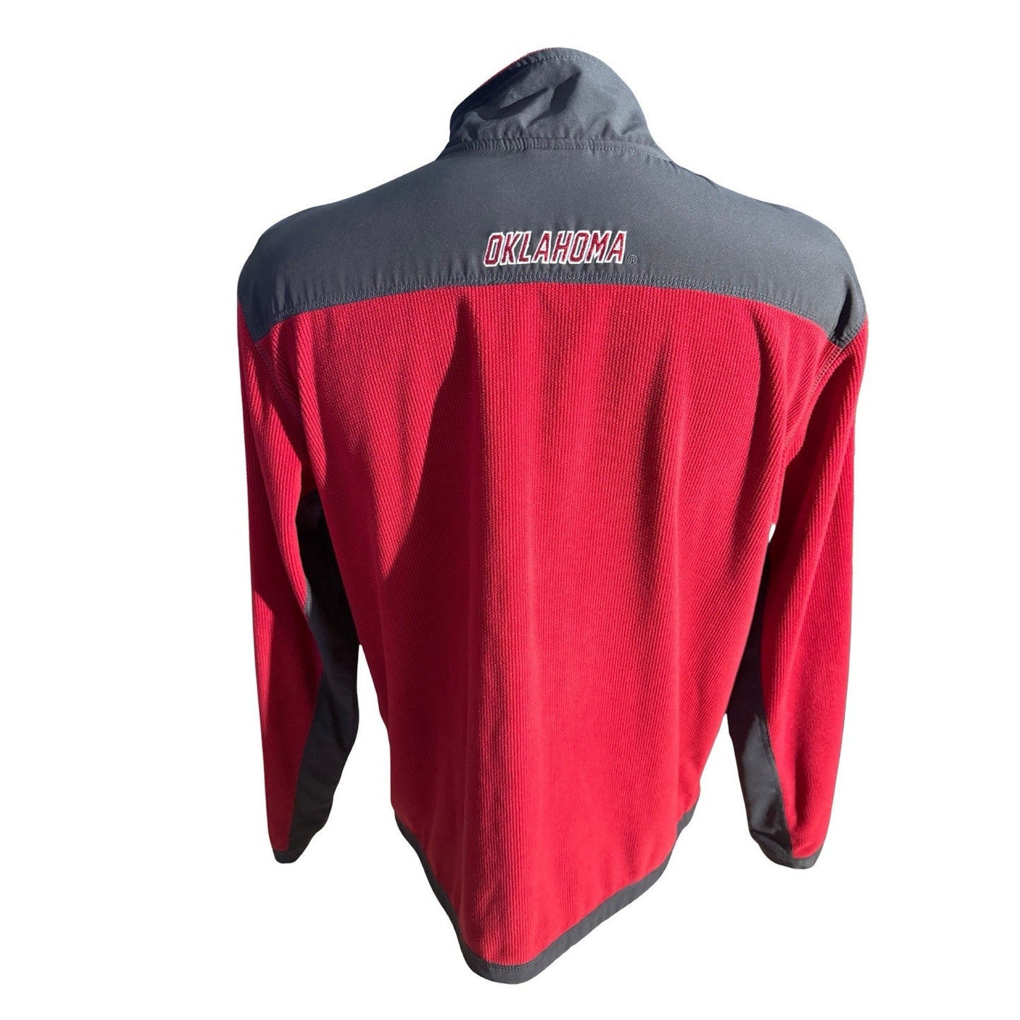 Oklahoma Sooners Colosseum Men’s L Full Zip Fleece Jacket Red Gray OU Logo