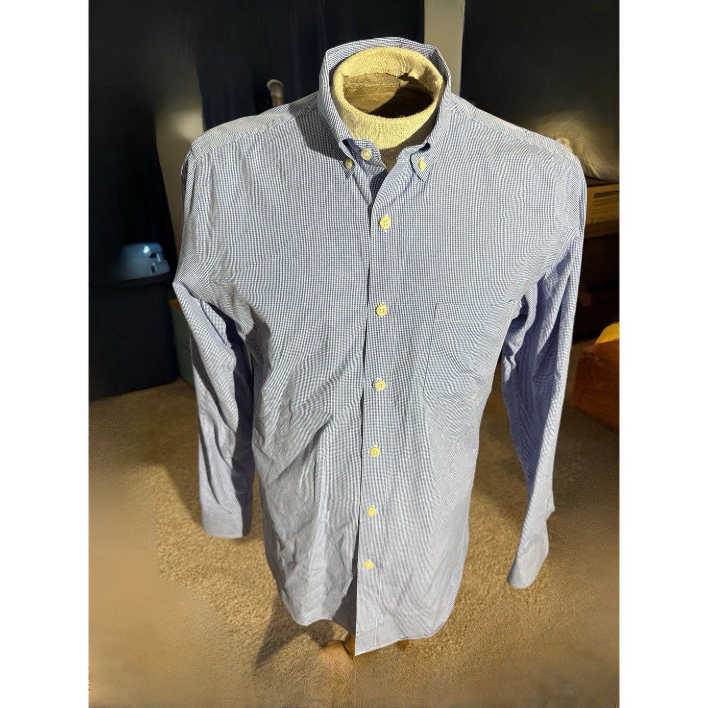 J.Crew Men Shirt M 15-15.5 Blue Gingham Button Down Long Sleeve 100% Cotton 269