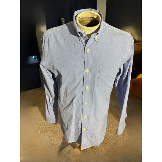 J.Crew Men Shirt M 15-15.5 Blue Gingham Button Down Long Sleeve 100% Cotton 269