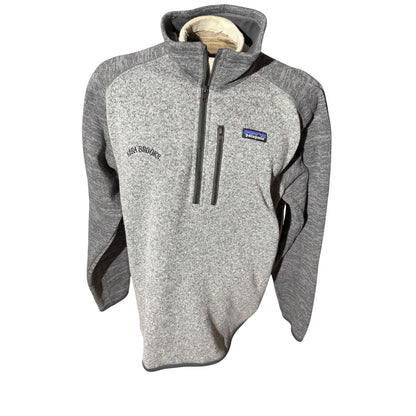 Patagonia XL Better Sweater Gray Quarter Zip Fleece Ezra Brooks Whiskey Logo