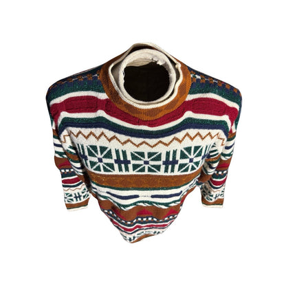 Vintage North American Sweaters USA Geometric Knit Pullover Large 80s 90s