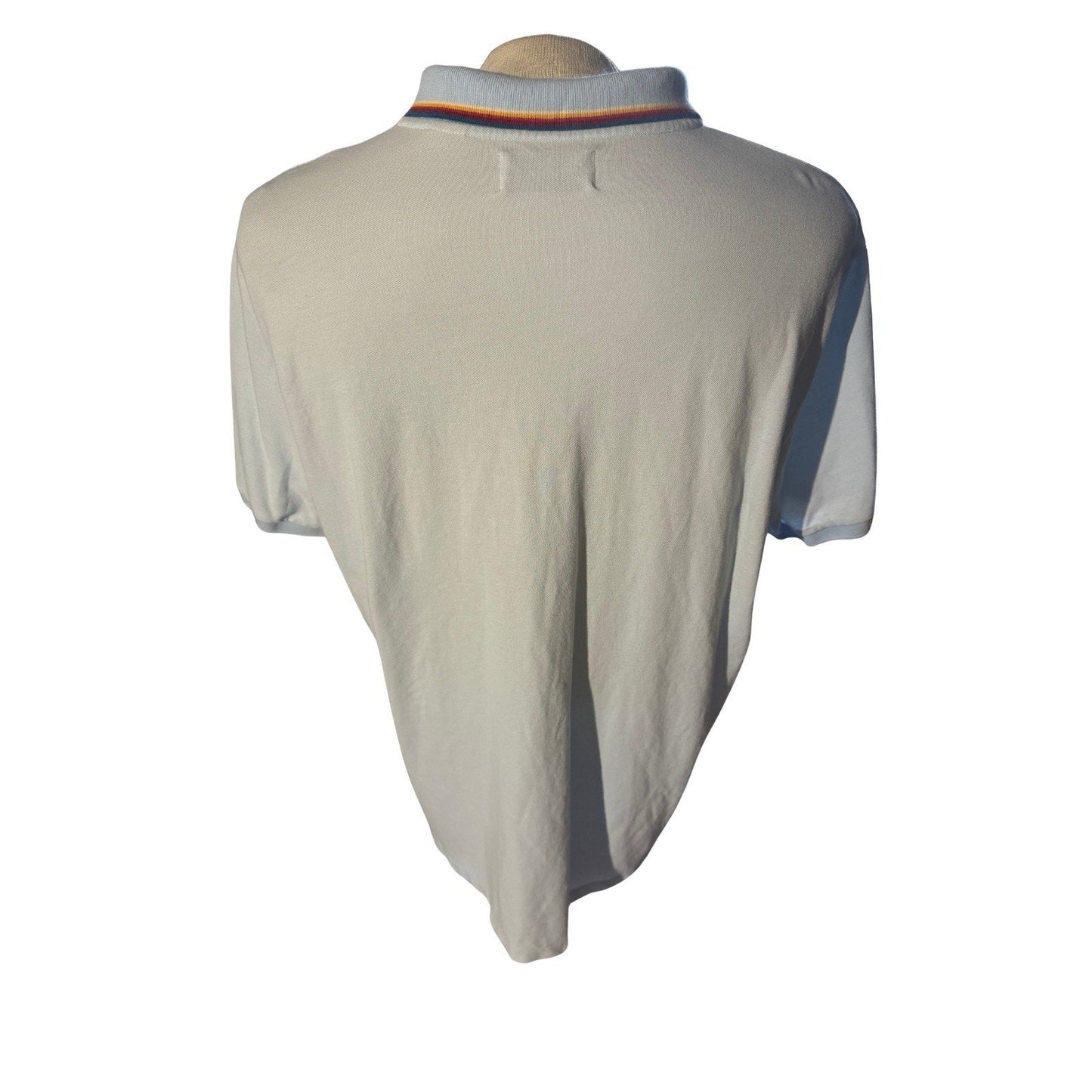 Original Penguin Polo Shirt XXL Light Blue Rainbow Collar Cotton Logo Penguin