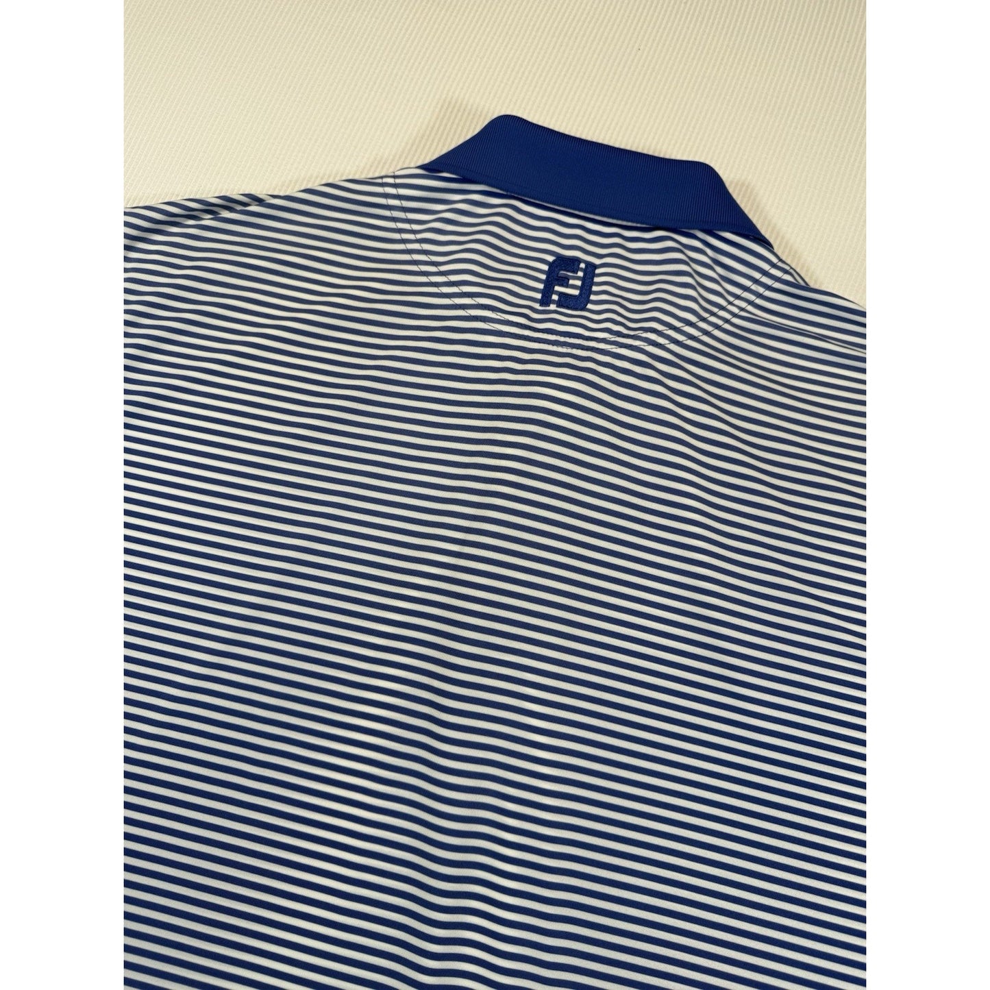 FootJoy FJ Golf Polo Shirt Mens Large Blue White Striped Performance