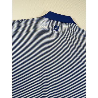 FootJoy FJ Golf Polo Shirt Mens Large Blue White Striped Performance