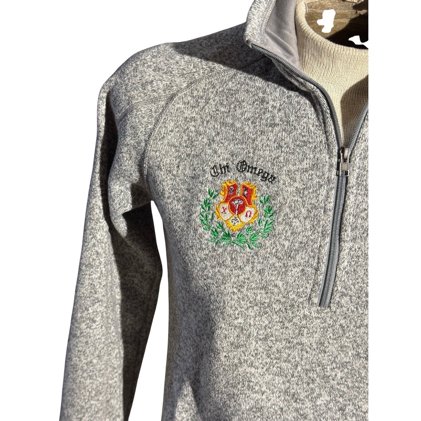 Patagonia Women’s Better Sweater 1/4 Zip Fleece Gray L Chi Omega Crest