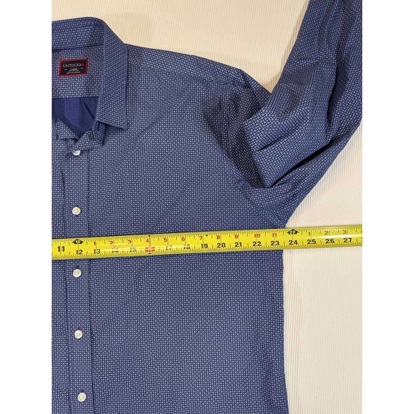 UNTUCKit Button Down Shirt Mens L Blue Micro Print Long Sleeve Cotton