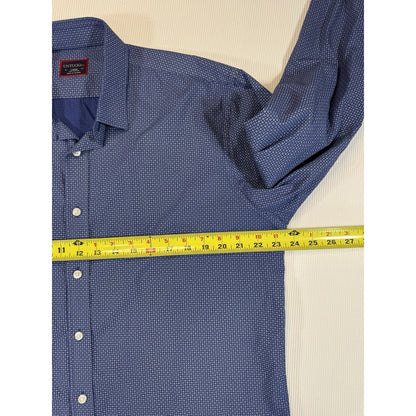 UNTUCKit Button Down Shirt Mens L Blue Micro Print Long Sleeve Cotton