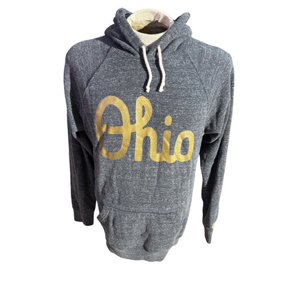 Homage Ohio Hoodie Men’s L Heather Gray Gold Script Made in USA Pullover