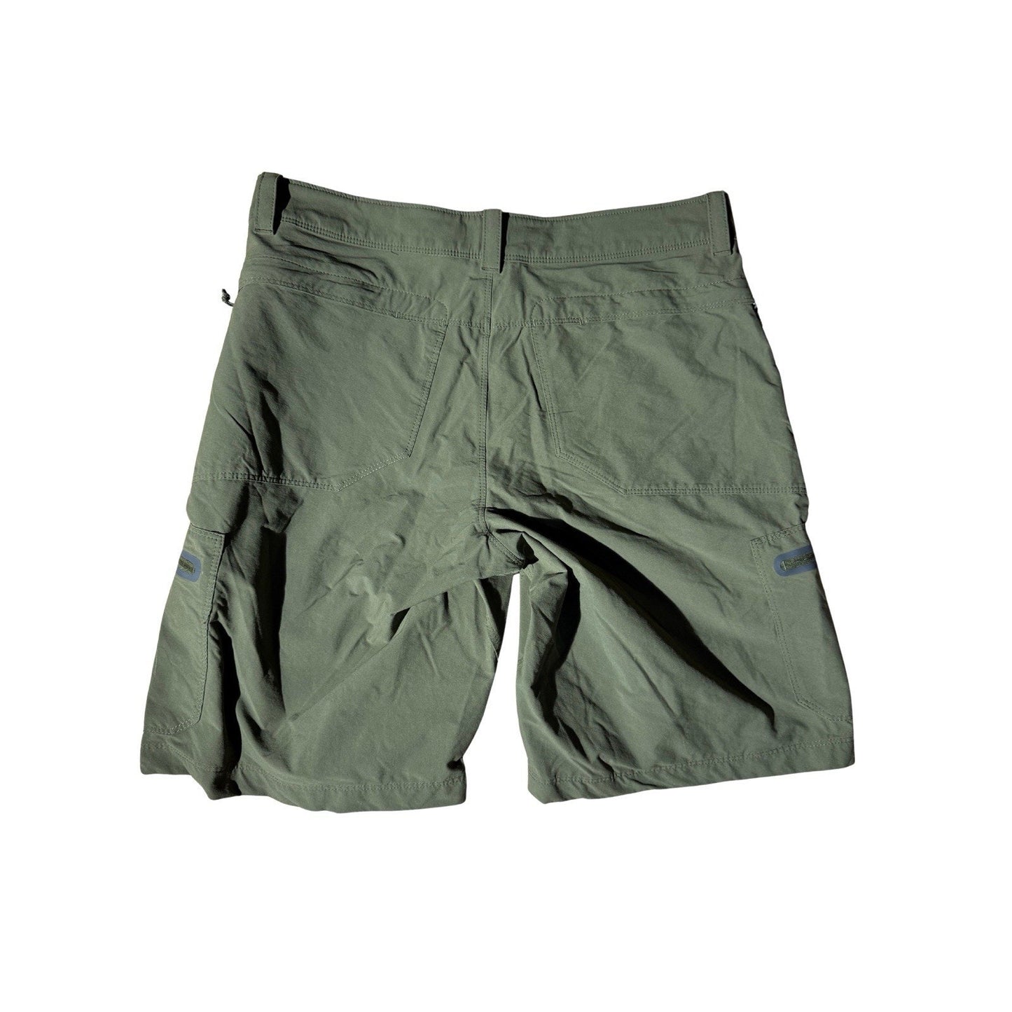 L.L.Bean Men’s Cargo Hiking Shorts 33W Olive Nylon Stretch Outdoor Trail