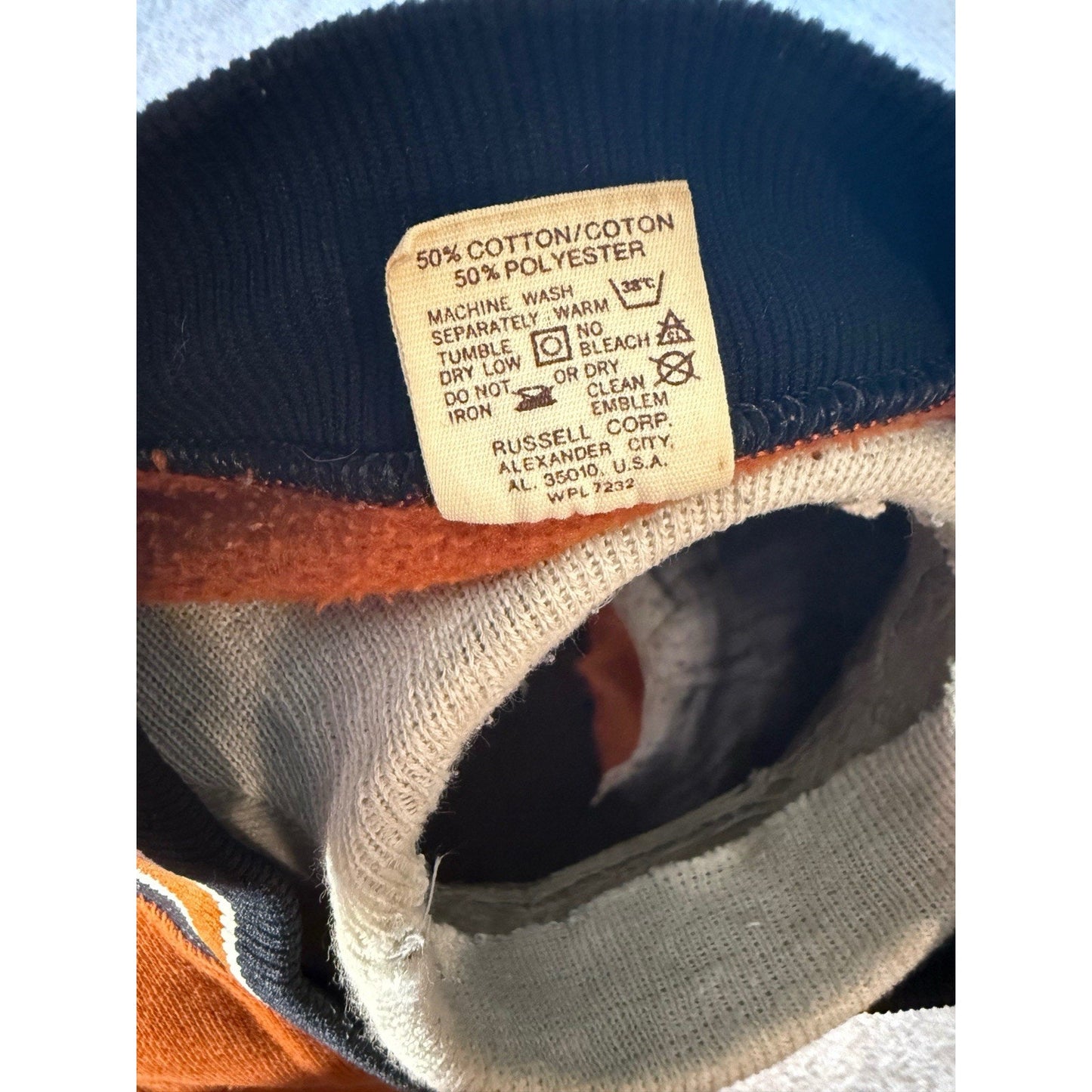 VTG 70s Russell Athletic OSU Oklahoma State V-Neck Sweatshirt Orange L Gold