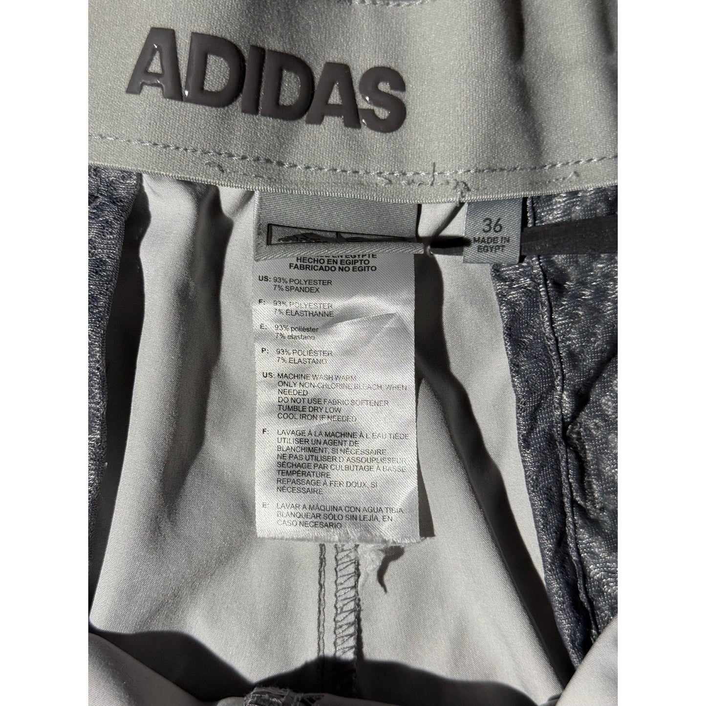 Adidas Golf Shorts 36 Gray Triangle Print Stretch Lightweight Performance Fit