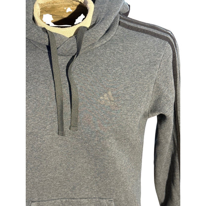 Adidas Gray Hoodie Pullover 3-Stripes Kangaroo Pocket Sweatshirt Men’s Medium