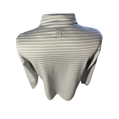 FootJoy Golf Polo Shirt S Gray Stripe Charlie Coe Invitational Long Sleeve FJ