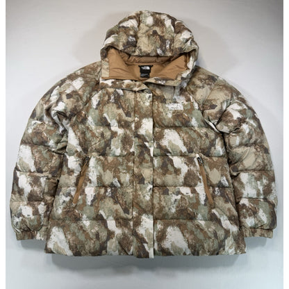 The North Face Womens Small Hooded Down Puffer Jacket Camo Winter Coat