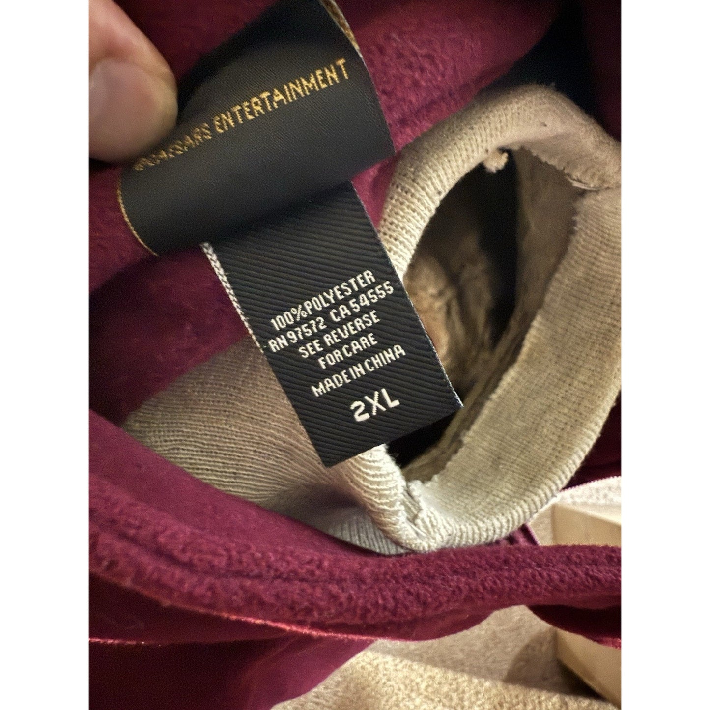 Caesars Entertainment Burgundy Fleece Jacket Men’s 2XL Zip Up Warm Soft