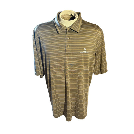 Pebble Beach Men’s XXL Golf Polo Performance Brown Stripe Short Sleeve Shirt 251
