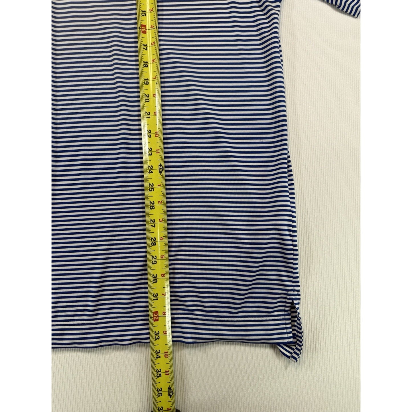 FootJoy FJ Golf Polo Shirt Mens Large Blue White Striped Performance