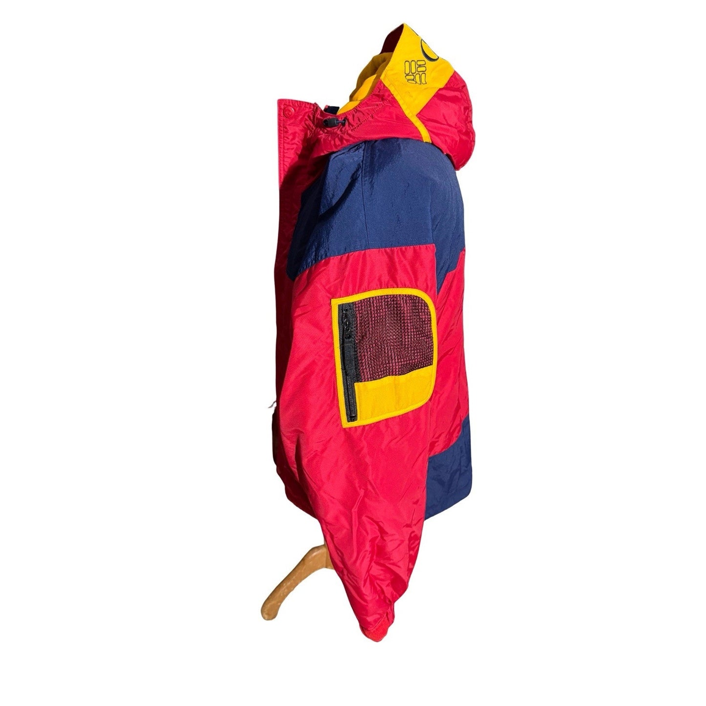 Vintage Columbia Sportswear 90s Bugaboo Jacket Red Navy Yellow Hooded Men’s S