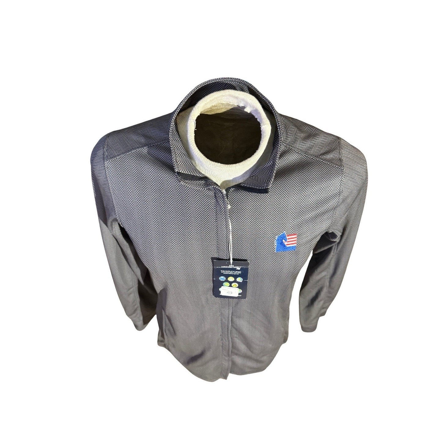 Vansport Women’s Full Zip Jacket Medium Black Herringbone Knit USA Logo