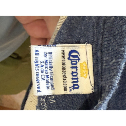 Corona Extra Beer Logo Flannel Sleeve Shirt Blue Yellow Plaid Men’s M Licensed