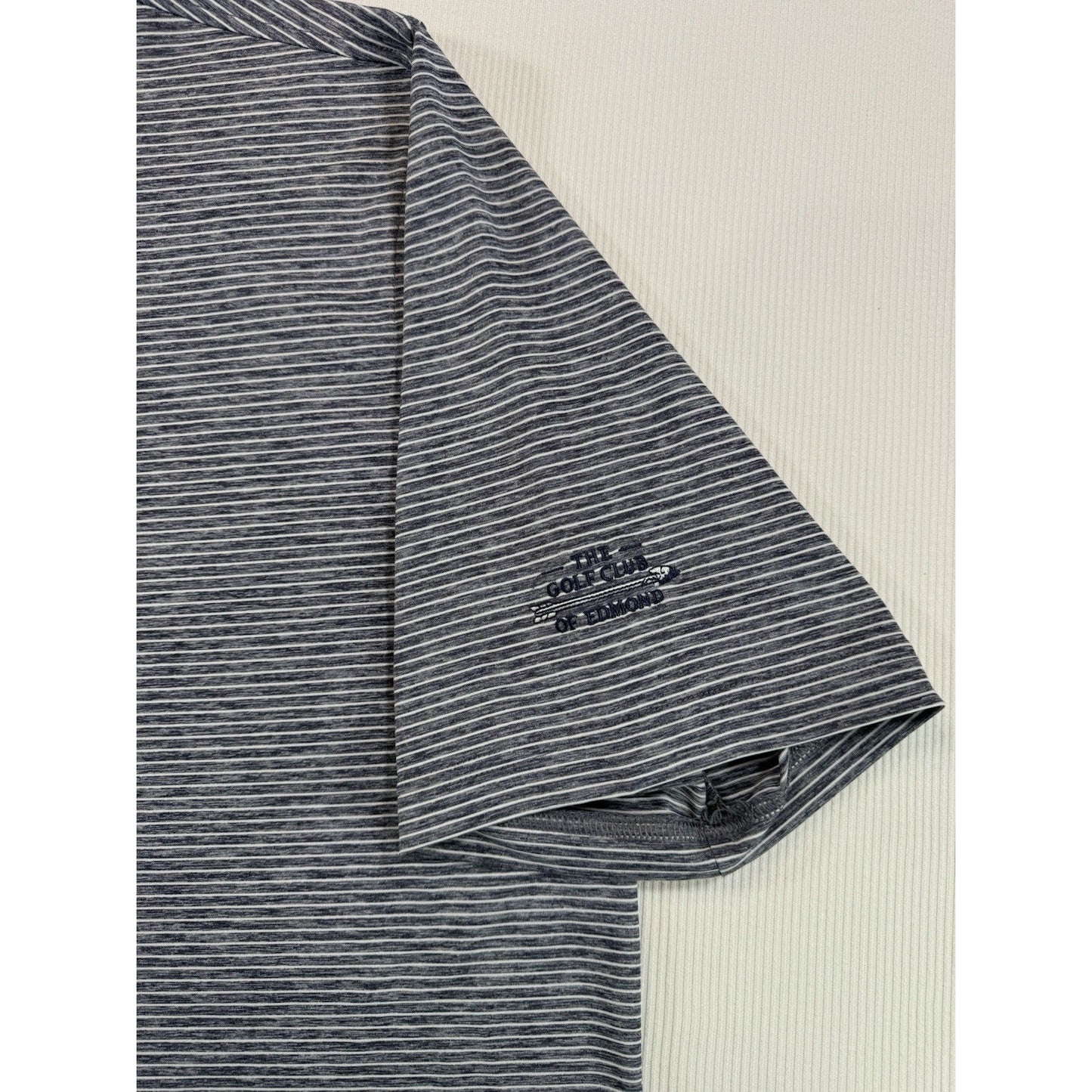 FootJoy FJ Golf Polo Shirt Mens Large Gray Stripe Golf Club of Edmond