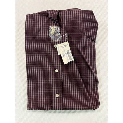 NWT Ralph Lauren Golf Tilden L Burgundy Windowpane Button Down Shirt 100% Cotton